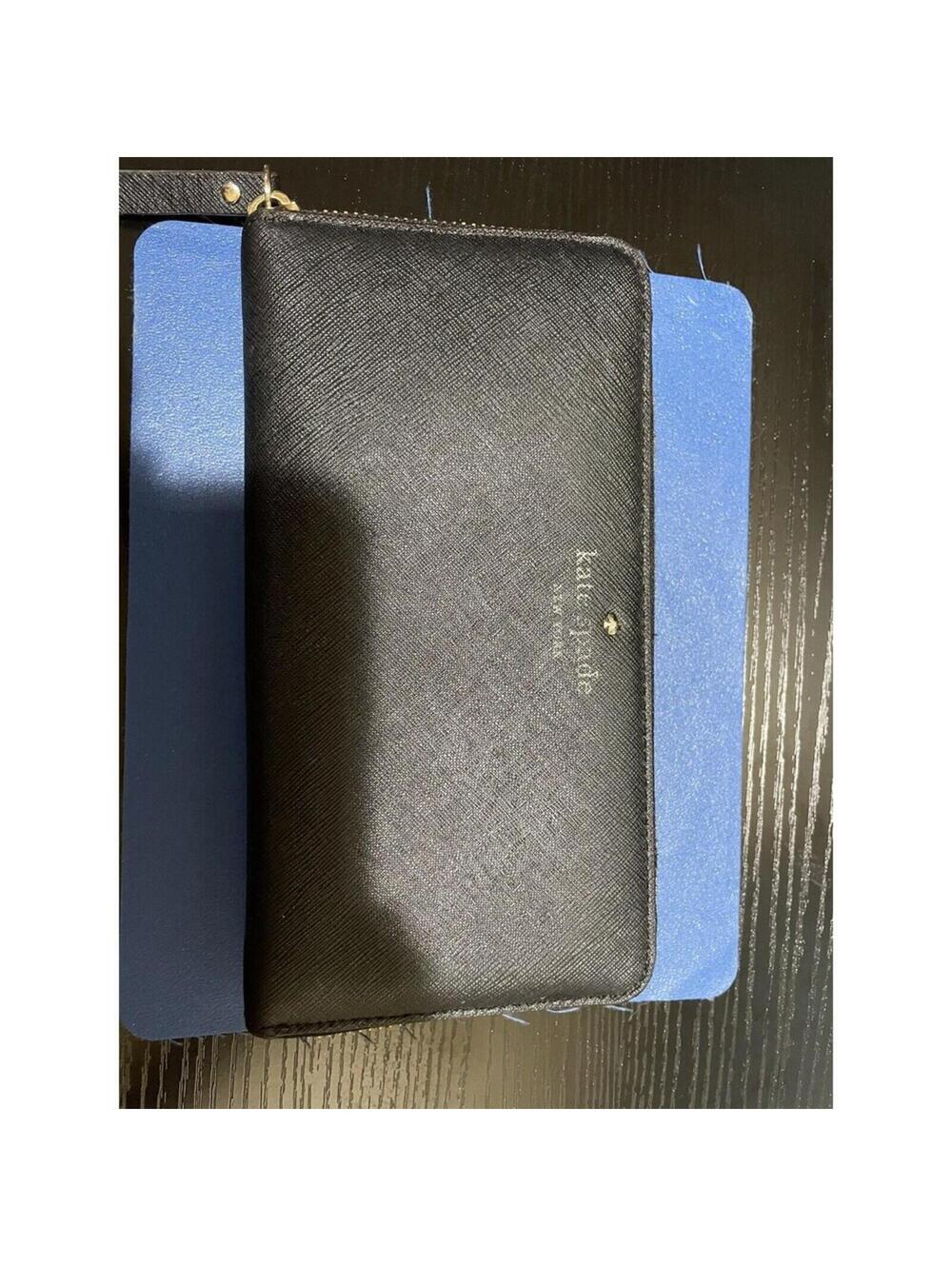 Kate Spade zip around black wallet large leather